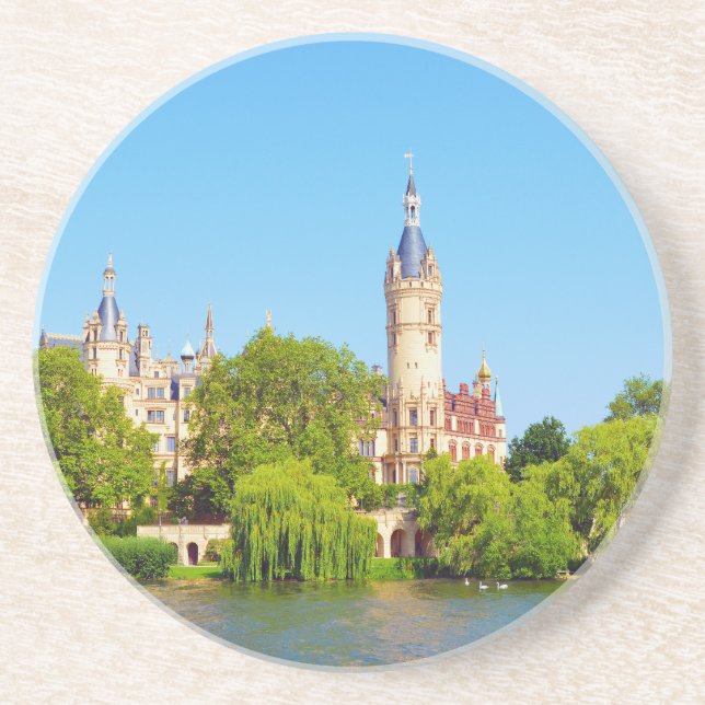 Schloss Schwerin, Deutschland Sandstein Untersetzer (Vorne)