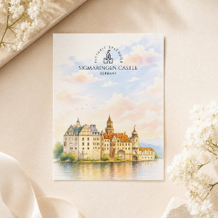 Schloss Sigmaringen Deutschland   Wasserfarbe  Wah Postkarte