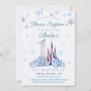 Schloss Sparkle Frozen 1. Geburtstag Einladung