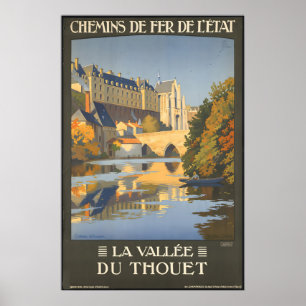 Schloss Thouars Thouet Tal Frankreich Vintage Poster
