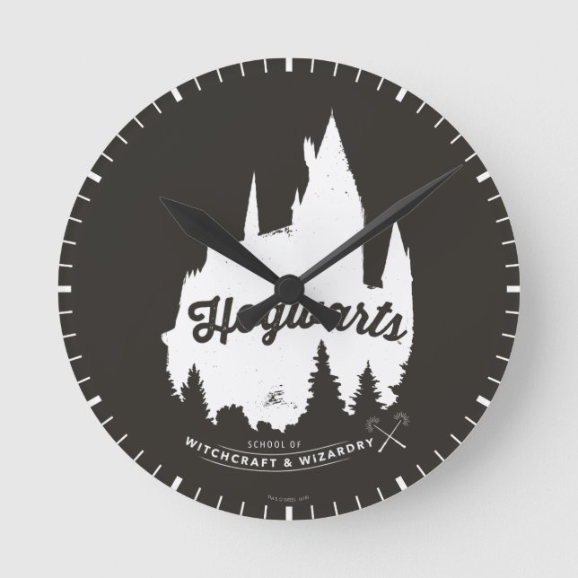 Schloss-Typografie Harry Potters | HOGWARTS™ Runde Wanduhr (Vorderseite)