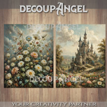 Schloss und Blumen 2 Designs -Decoupage-