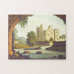 Schloss und Fluss durch ein Ziegelbogen-Puzzle Puzzle