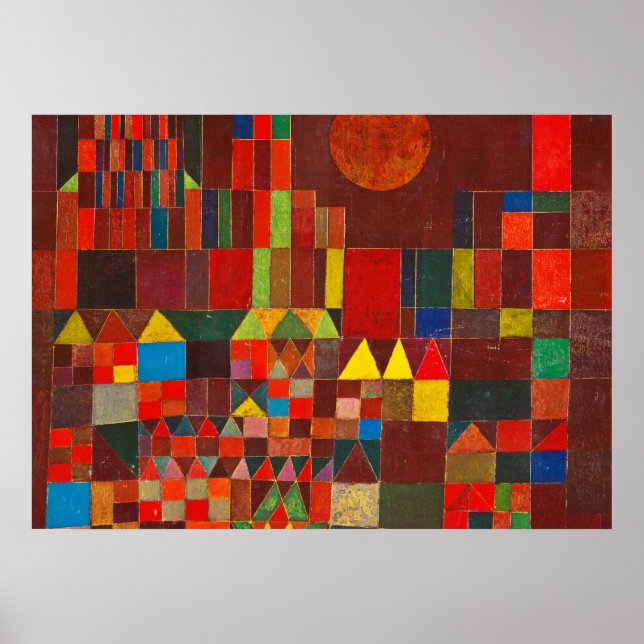 Schloss und Sonne, 1928 von Paul Klee Poster (Vorne)