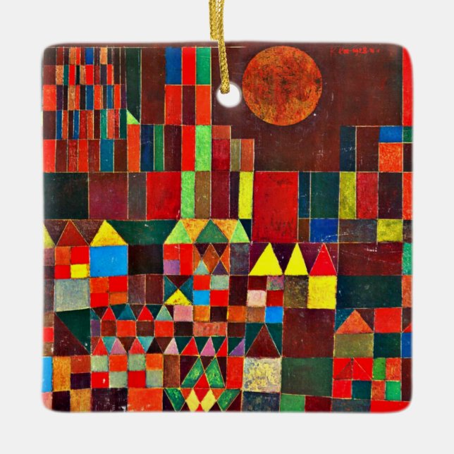 Schloss und Sonne, abstrakte Kunst von Paul Klee Keramikornament (Vorderseite)