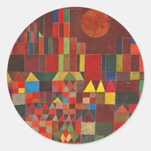 Schloss und Sonne, Paul Klee Expressionismus Figür Runder Aufkleber