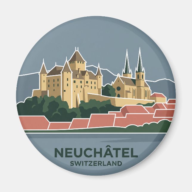 Schloss und Stiftskirche Schweiz Magnet (Vorne)