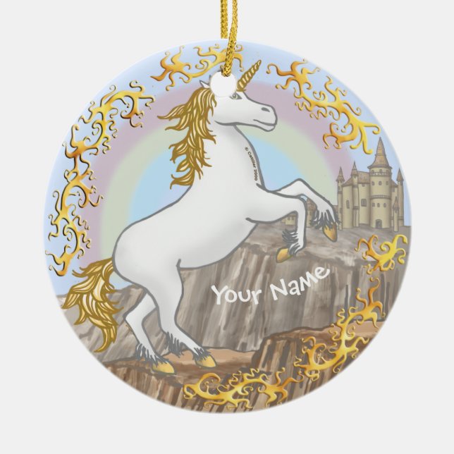 Schloss Unicorn Keramik Ornament (Vorne)