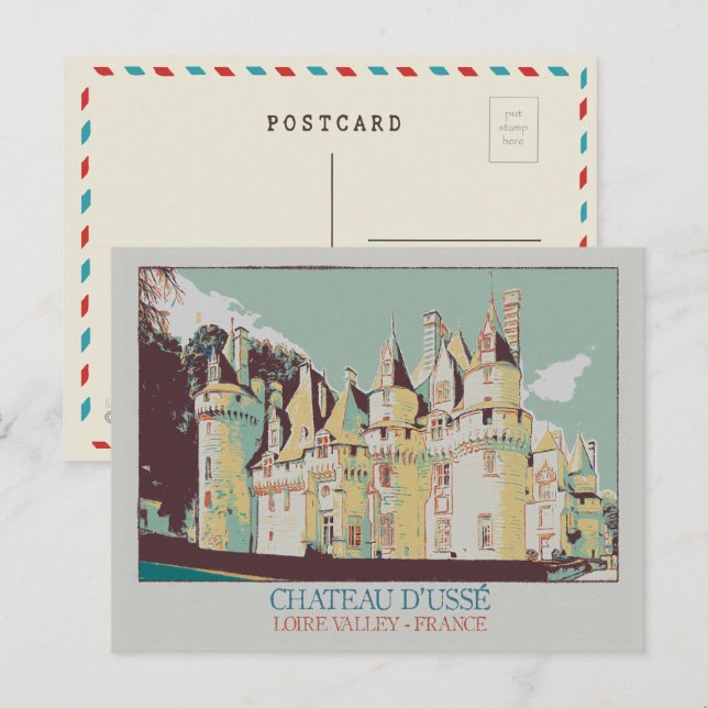 Schloss Ussé im Loire-Tal, Frankreich Postkarte (Vorne/Hinten)