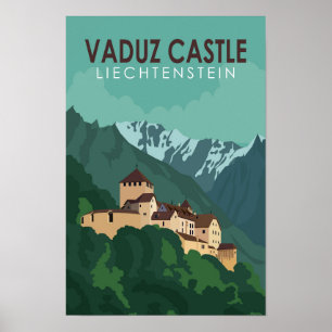 Schloss Vaduz Liechtenstein Reise Vintage Kunst Poster