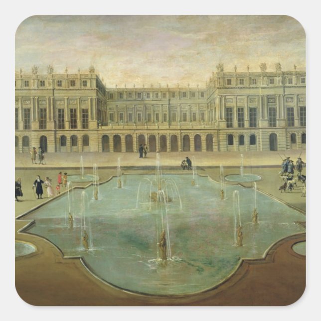 Schloss Versailles vom Garten Quadratischer Aufkleber (Vorderseite)