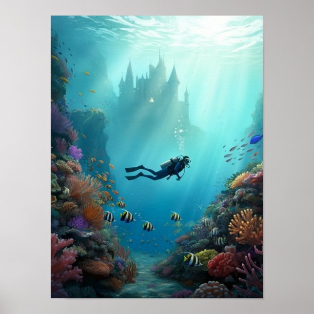 Schloss versteckt im Riff Poster (Vorne)