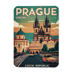 Schloss Vintage Reise Prag Tschechische Republik G Magnet