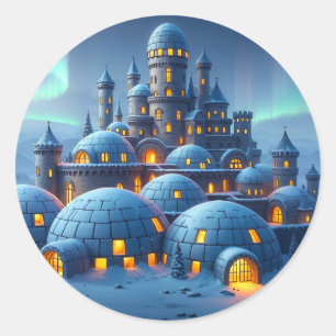 Schloss Winter Hearth Runder Aufkleber