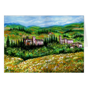 SCHLÖSSER IN CHIANTI-LANDSCHAFT ,GELBE BLUMENFELDE