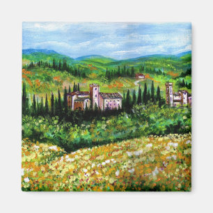 SCHLÖSSER IN CHIANTI LANDSCHAFT, GELBE MAGNET