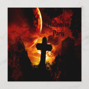 Schlösser u. Vampire-Schädel-(auf Rückseite) Einladung