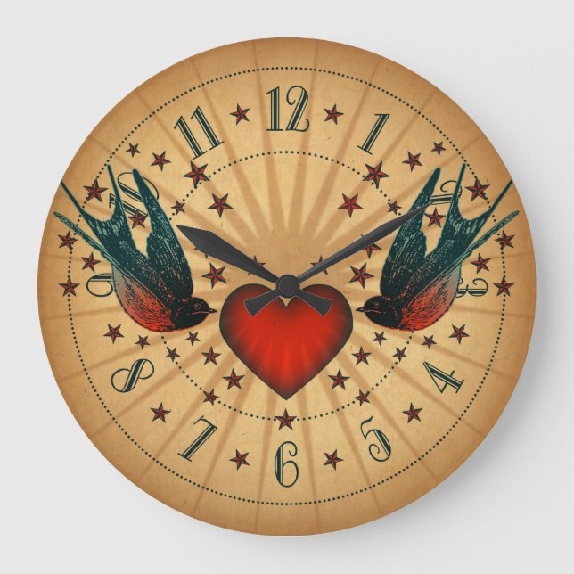 Schluchten und Sterne Tattoo Art Große Wanduhr (Vorderseite)