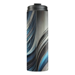 Schlucken Sie die Abstrakte blaue und silberne Wär Thermosbecher