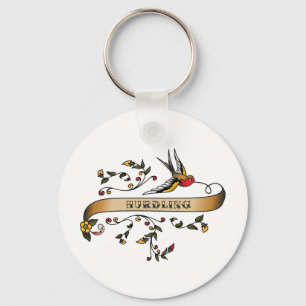 Schlucken und Scroll mit Hurdling Schlüsselanhänger