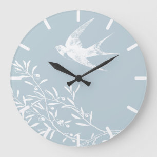 Schlucken von Vögeln, die über Olivenzweige fliege Große Wanduhr