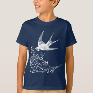 Schlucken von Vögeln, die über Olivenzweige fliege T-Shirt