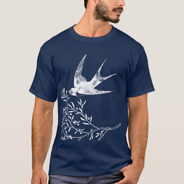 Schlucken von Vögeln, die über Olivenzweige fliege T-Shirt (Vorderseite)