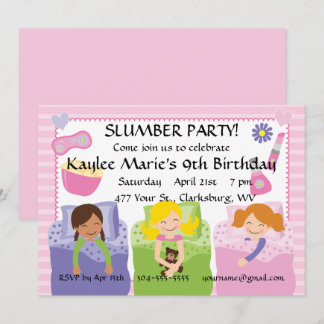 Schlummer-Party-Geburtstag Einladung