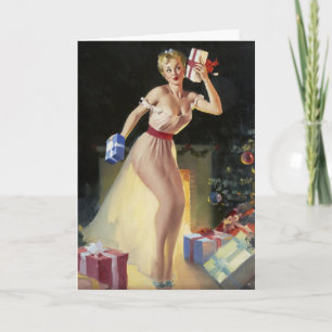 Schlüpfrige Weihnachts-Pin-Up-Grußkarte Feiertagskarte