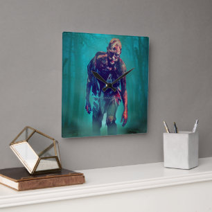 SchlupfrigerJoe schreckliche Zombie-Figur isoliert Quadratische Wanduhr