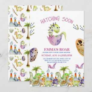 Schlüpft bald brüllt Mädchen Baby Shower Einladung