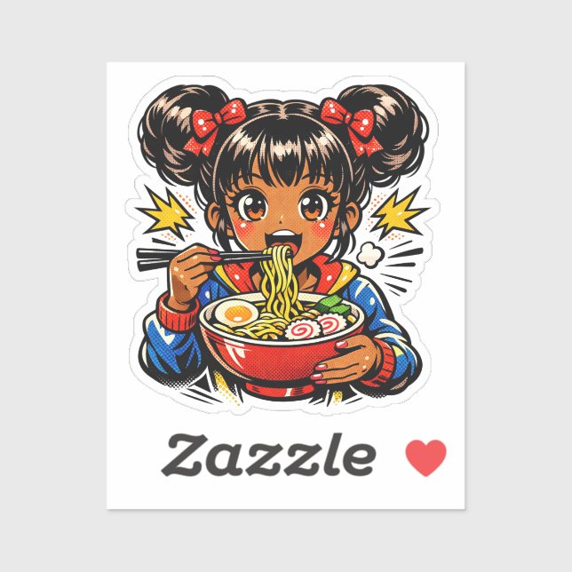 Schlürf Nom Anime Mädchen Ramen Nudeln Aufkleber (Blatt)