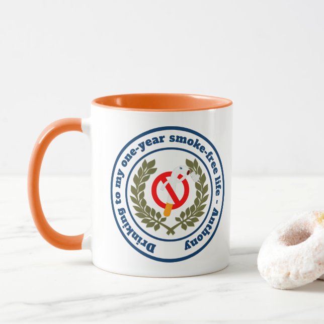 Schluss mit dem Rauchen Meilenstein Tasse (Mit Donut)