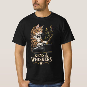 Schlüssel & Schnurrhaare Lustige elegante Pianisti T-Shirt
