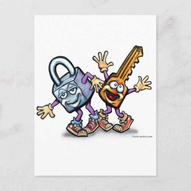 Schlüssel sperren postkarte (Vorderseite)