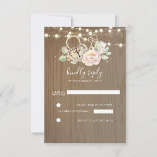 Schlüssel und Liebesschloss Hochzeits-RSVP RSVP Karte