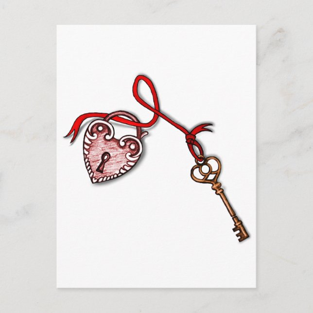 Schlüssel zu meinem Herzen ~ Rot Postkarte (Vorderseite)