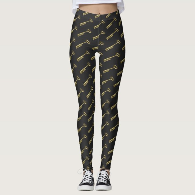 Schlüssel zum Erfolg Funny Motivierend Black Gold Leggings (Vorderseite)
