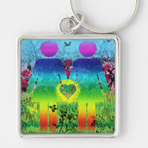 Schlüsselanhänger, Abstrakter Regenbogen-Grunge-Li Schlüsselanhänger