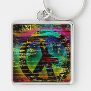 Schlüsselanhänger, Abstraktes Regenbogen-Grunge-Fr Schlüsselanhänger