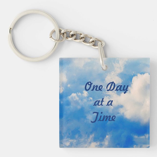 Schlüsselanhänger-Azurblau mit weißen Wolken Schlüsselanhänger (Vorderseite)