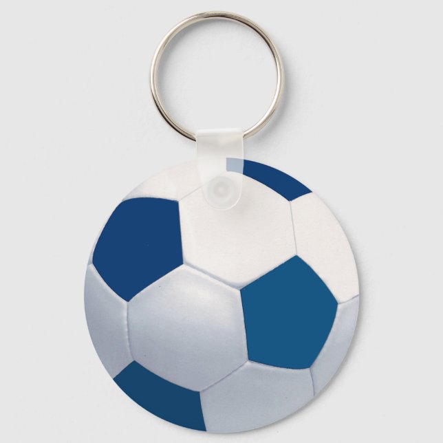 Schlüsselanhänger "Blue and White Soccer Ball" (Vorderseite)