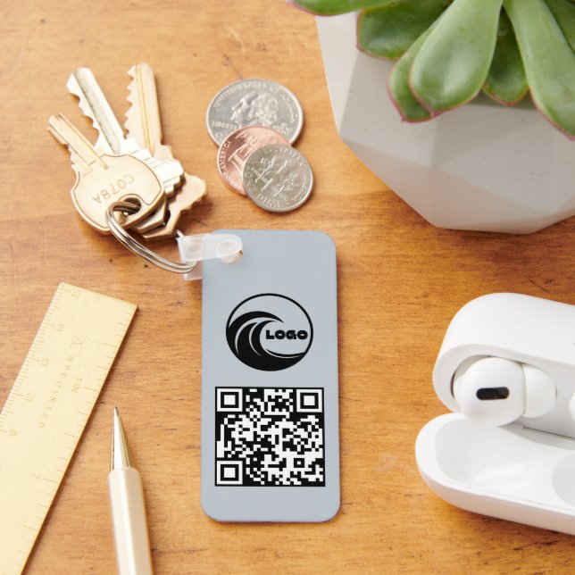 Schlüsselanhänger Einfaches Logo QR-Code Geschäft  (Schreibtisch)