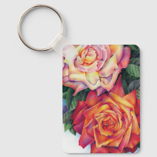 Schlüsselanhänger "Farbenfrohe Rose" (Vorderseite)