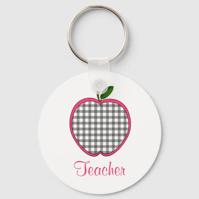 Schlüsselanhänger für Lehrer - Charcoal Gingham (Vorderseite)