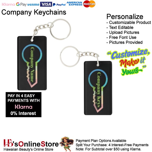 Schlüsselanhänger für Unternehmen - anpassbare Vor (Company or Household Rectangle Double Sided key Keychain.)
