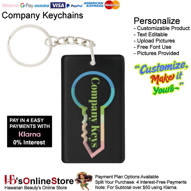 Schlüsselanhänger für Unternehmen - anpassbare Vor (Company Rectangle Keys Keychain Customizable Template.
)