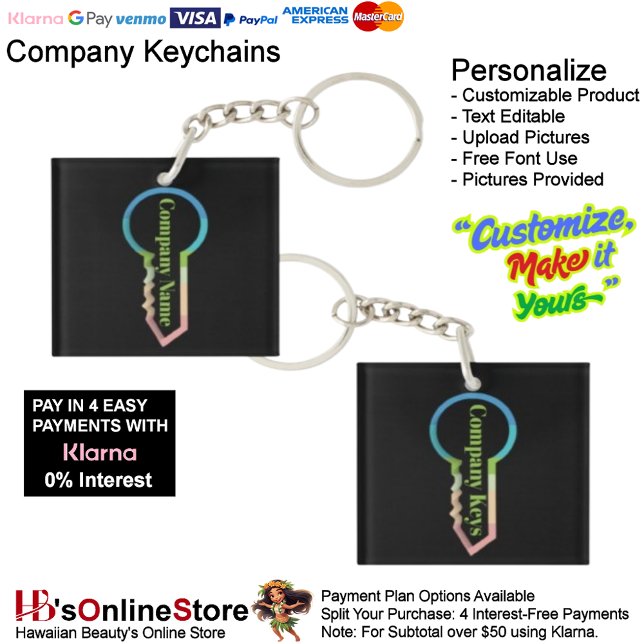 Schlüsselanhänger für Unternehmen - anpassbare Vor (Company or Household Square Double Sided key Keychain.
)