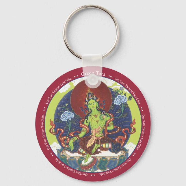 SCHLÜSSELANHÄNGER Green Tara - mit Mantra (Vorderseite)
