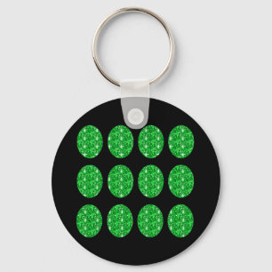 Schlüsselanhänger Grüne Glitzerkreise auf Schwarz
